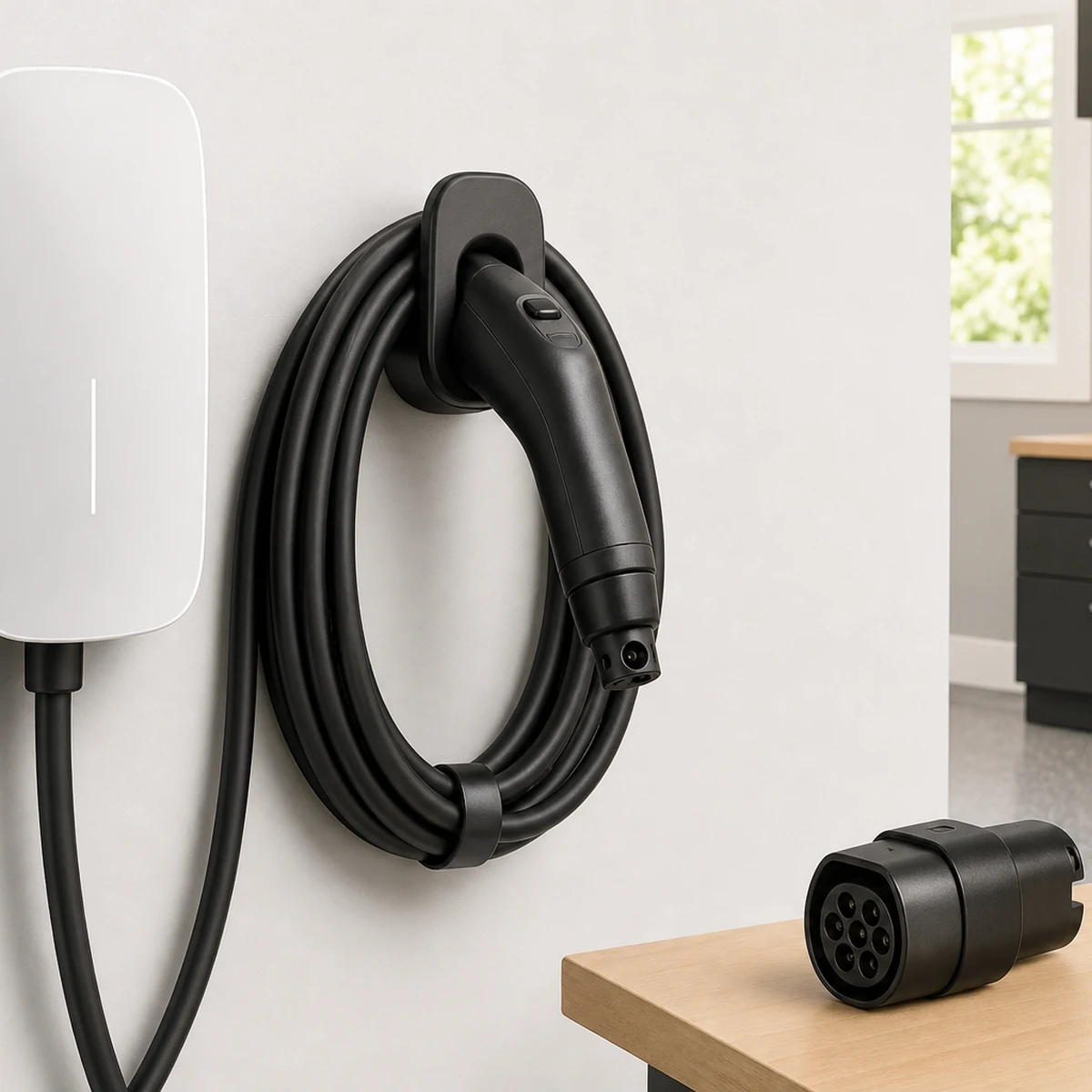 EV charging gear NEXUS Level 2 J1772 EV Charging Station | 240V | 48 Amp | Hardwired | 23ft Cable & Wall Mount J-Hook & Plug Holder